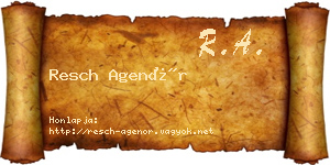 Resch Agenór névjegykártya